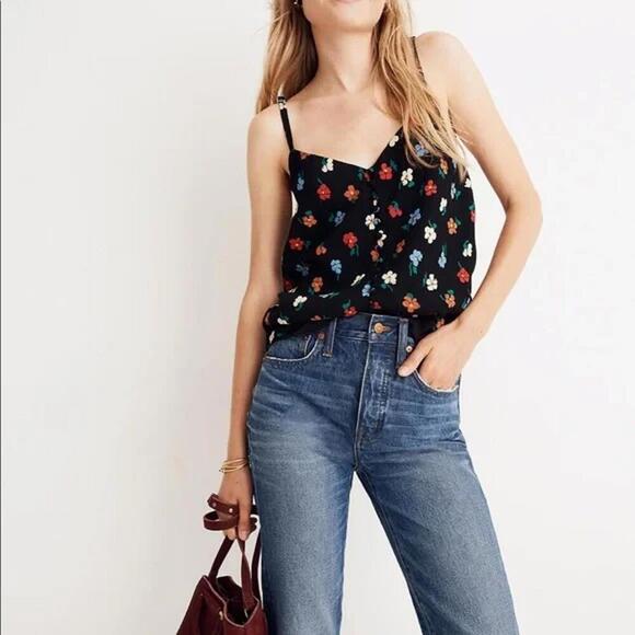 Madewell Tops - Madewell Floral Camisole Top - Black Women's Size 2